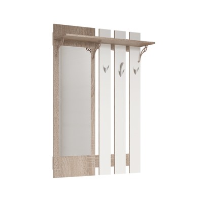Вешалка «Глория 104/02», с зеркалом, 980×302×1462 мм, цвет дуб винтаж оксид/белый шагрень