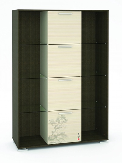 Стеллаж «Киото 909», 1200×438×1733 мм, цвет венге/дуб молочный