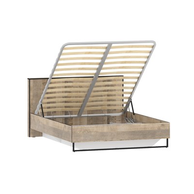 Кровать двуспальная «Фолк», с основанием, с подъёмным механизмом, 1680×2123×976 мм, цвет дуб песочный/белый