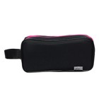 Пенал мягкий 2 отделения, 100 х 220 х 70 мм, объёмный, с ручкой,Calligrata Black, "Черный-фуксия" - Фото 2