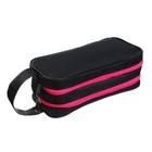 Пенал мягкий 2 отделения, 100 х 220 х 70 мм, объёмный, с ручкой,Calligrata Black, "Черный-фуксия" - Фото 4