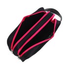 Пенал мягкий 2 отделения, 100 х 220 х 70 мм, объёмный, с ручкой,Calligrata Black, "Черный-фуксия" - Фото 5