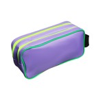 Пенал мягкий 2 отделения, 100 х 220 х 70 мм, объёмный, с ручкой,Calligrata,"Фиолетово-зеленый" 9423417