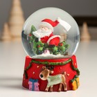 Сувенир полистоун водяной шар "Дед Мороз верхом на ёлке" 7х8х9 см - фото 320055463