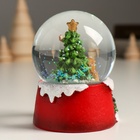 Снежный шар новогодний стеклянный «Олень у нарядной ёлочки», полистоун, 7×8×9 см - Фото 5