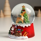 Снежный шар новогодний стеклянный «Олень у нарядной ёлочки», полистоун, 7х8х9 см 9472955