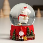 Сувенир полистоун водяной шар "Белый мишка в новогоднем колпаке со звездочкой" 7х8х9 см - фото 320055483