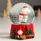 Сувенир полистоун водяной шар "Белый мишка в новогоднем колпаке со звездочкой" 7х8х9 см - Фото 5