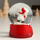 Сувенир полистоун водяной шар "Белый мишка на сноуборде" 7х8х9 см - Фото 3