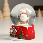 Сувенир полистоун водяной шар "Белый мишка на сноуборде" 7х8х9 см - Фото 4