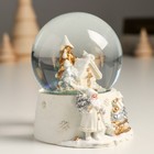 Снежный шар новогодний стеклянный «Домик в заснеженном лесу», белый с золотом, 7×8×9 см - Фото 2