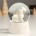 Сувенир полистоун водяной шар "Белые медведи" белый с золотом 7х8х9 см - Фото 3