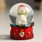 Сувенир полистоун водяной шар "Снеговичок в красном колпаке" 4,5х4,5х6,5 см - фото 320055571