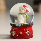 Сувенир полистоун водяной шар "Снеговичок в красном колпаке" 4,5х4,5х6,5 см - Фото 4