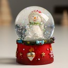 Сувенир полистоун водяной шар "Снеговичок в красном колпаке" 4,5х4,5х6,5 см - Фото 5