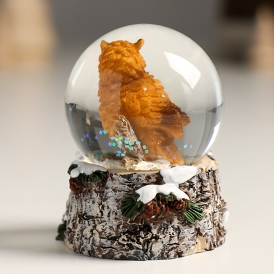 Снежный шар новогодний стеклянный «Филин», полистоун, 4,5х4,5х6,5 см