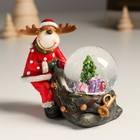 Снежный шар новогодний стеклянный «Лосик с мешком подарков», 10.5×6×8.5 см - Фото 2