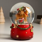 Снежный шар новогодний стеклянный «Дед Мороз и северный олень», музыкальный, механический сувенир, 11.5×11.5×14 см - Фото 3