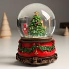 Снежный шар новогодний стеклянный «Дед Мороз и волшебные сани», музыкальный, механический сувенир, 11.5×11.5×14 см - Фото 3