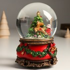 Снежный шар новогодний стеклянный «Дед Мороз и волшебные сани», музыкальный, механический сувенир, 11.5×11.5×14 см - Фото 4