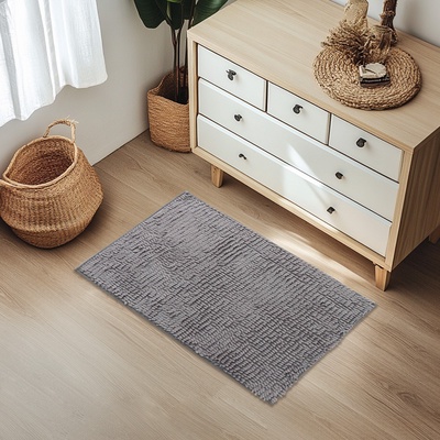 Коврик для дома Доляна «Букли длинные», 50×80 см, длина букли 2 см, светло-серый