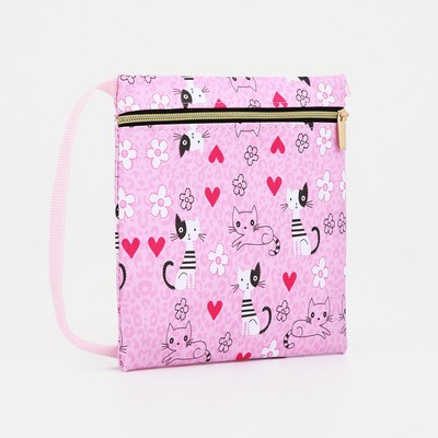 Сумка детская «Котики», для девочки, на молнии, розовая