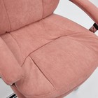Кресло офисное для руководителя SOFTY LUX, с подлокотниками, на колёсиках, флок, цвет розовый 137 - Фото 3