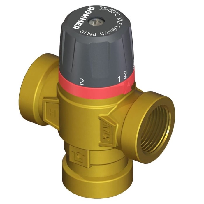 Клапан термостатический ROMMER RVM-0111-164320, смесительный, 3/4",ВР,20-43°С, KV 1.6 - Фото 1