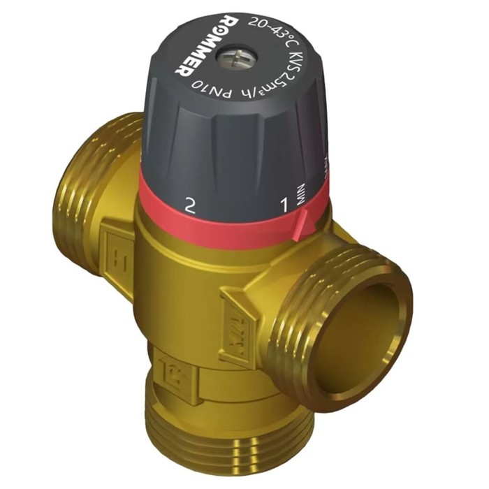Клапан термостатический ROMMER RVM-0131-164325, смесительный, 1",НР,20-43°С, KV 1.6 - Фото 1
