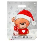 Пакет подарочный новогодний «Мишка с подарками», полиэтиленовый с вырубной ручкой, гл 40×31 см 9827646