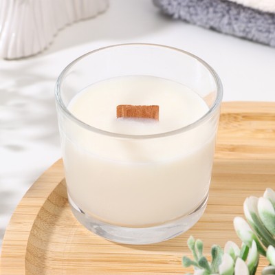 Ароматическая свеча в стакане «Имбирное печенье», из соевого воска с деревянным фитилём, 65 г