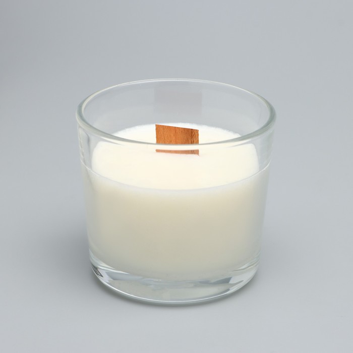 Свеча из соевого воска в стакане с деревянным фитилем "Весенний ландыш", 65 гр - фото 1887222652