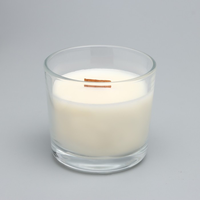 Свеча из соевого воска в стакане с деревянным фитилем "Ароматная корица", 65 гр - фото 1882801238
