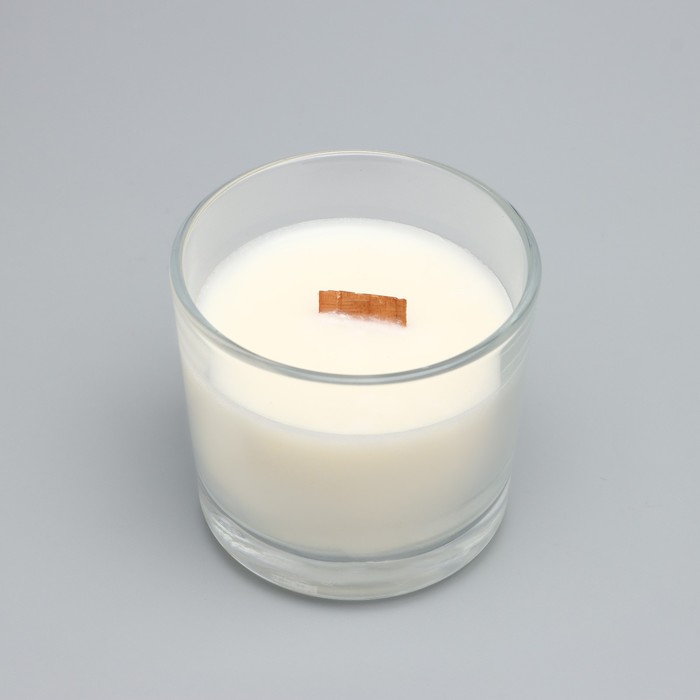 Свеча из соевого воска в стакане с деревянным фитилем "Ароматная корица", 65 гр - фото 1882801239
