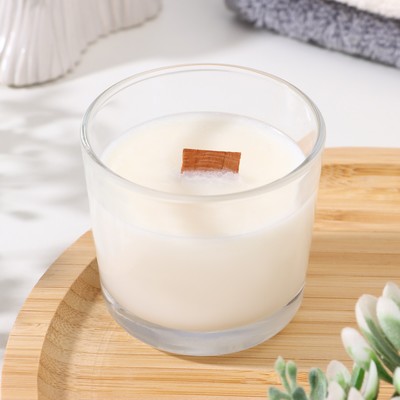 Ароматическая свеча в стакане «Сочное манго», из соевого воска с деревянным фитилём, 65 г