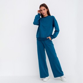 Комплект женский (свитшот/брюки), цвет петроль, размер 46