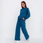 Комплект женский (свитшот/брюки), цвет петроль, размер 52 - фото 806098149