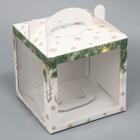 Коробка кондитерская с окном, сундук, «Уютный новый год» 20 х 20 х 20 см, Новый год
