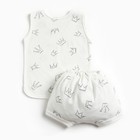 Комплект детский (майка, трусы на подгузник), цвет бежевый/корона, рост 68 см - фото 24387008