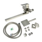 Смеситель для ванны ZEIN, квадрат, излив 35 см, с душевым набором, нержавеющая сталь, сатин - Фото 13