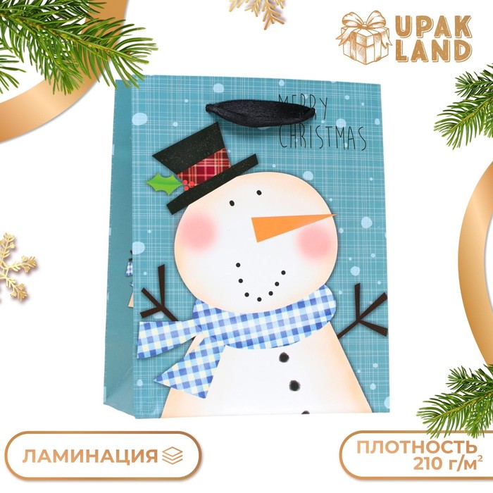 

Новый год. Пакет ламинированный "Снеговик" 11,5 х 14,5 х 6 см