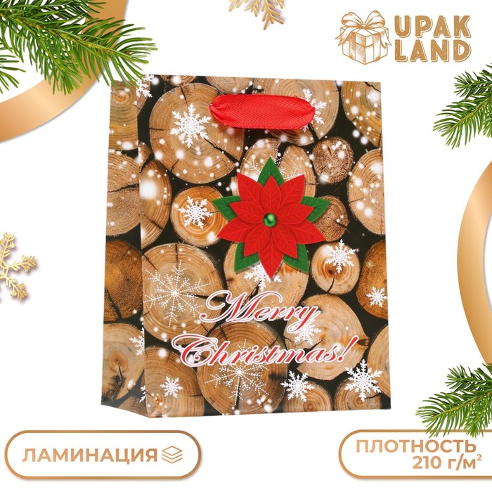 Пакет ламинированный "Merry Christmas" 11,5 х 14,5 х 6 см - Фото 1