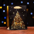 Пакет ламинированный "Золотой Merry Christmas" 11,5 х 14,5 х 6 см - фото 282674890