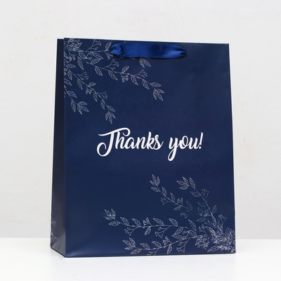 Пакет ламинированный "Thanks you", синий, 26x32x12
