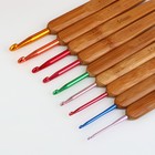 Набор крючков для вязания, с бамбуковыми ручками, d = 2-6 мм, 13,5 см, 9 шт - фото 7304063