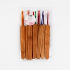 Набор крючков для вязания, с бамбуковыми ручками, d = 2-6 мм, 13,5 см, 9 шт - Фото 3