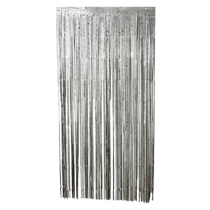 Праздничный занавес «Дождик» со звёздами, р. 200 х 100 см, серебро - Фото 1
