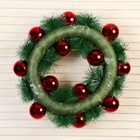 Венок новогодний d=34 см «Зимнее волшебство. Уютная сказка» листья в снегу, шарики, яблоки - Фото 4