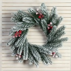 Венок новогодний d=33 см «Зимнее волшебство. Уютная сказка», в снегу, с ягодами - Фото 2