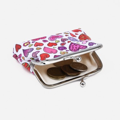 Кошелёк монетница детская на фермуаре, цвет белый/разноцветный